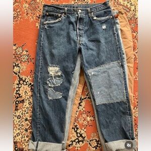 Reworked 90s Levi’s 501 with visible mending